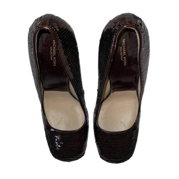 Michael Kors Collection Sequin Deep Burgundy Block Heels Size 39 - Picture 5 of 11